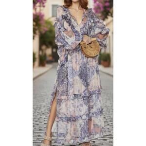 Misa Los Angeles Persephone Floral V Neck Maxi Dress Size XS